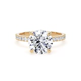 Goldsmiths 18ct Yellow Gold 2.70cttw Round Lab Grown Diamond Set Shoulder Solitaire Engagement Ring - Ring Size W
