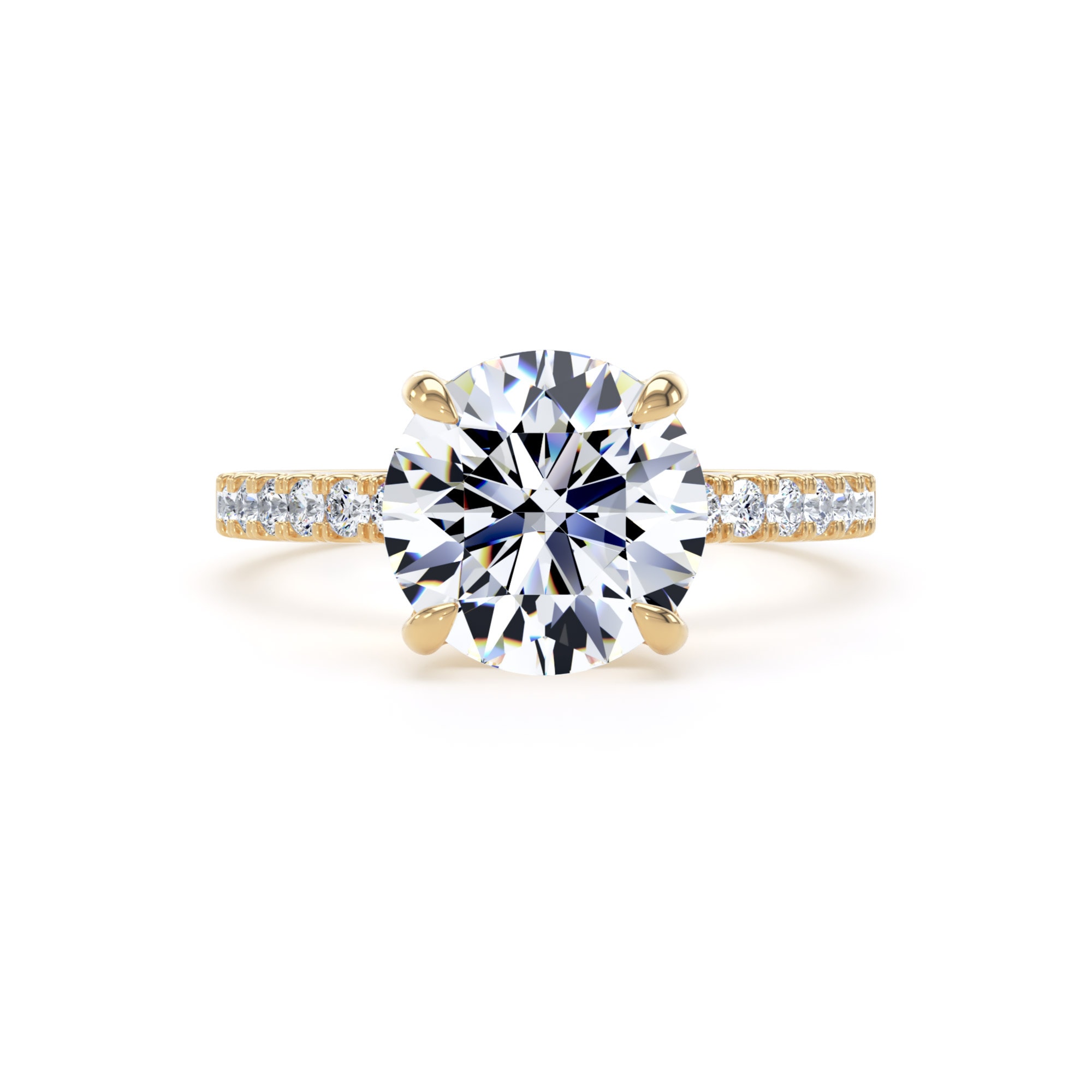 Goldsmiths 18ct Yellow Gold 2.70cttw Round Lab Grown Diamond Set Shoulder Solitaire Engagement Ring - Ring Size I.5 Goldsmiths 18ct Yellow Gold 2.70cttw Round Lab Grown Diamond Set Shoulder Solitaire Engagement Ring - Ring Size I.5