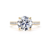 Goldsmiths 18ct Yellow Gold 2.70cttw Round Lab Grown Diamond Set Shoulder Solitaire Engagement Ring - Ring Size W