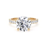 Goldsmiths 18ct Yellow Gold 3.25cttw Round Lab Grown Diamond Set Shoulder Solitaire Engagement Ring - Ring Size G.5