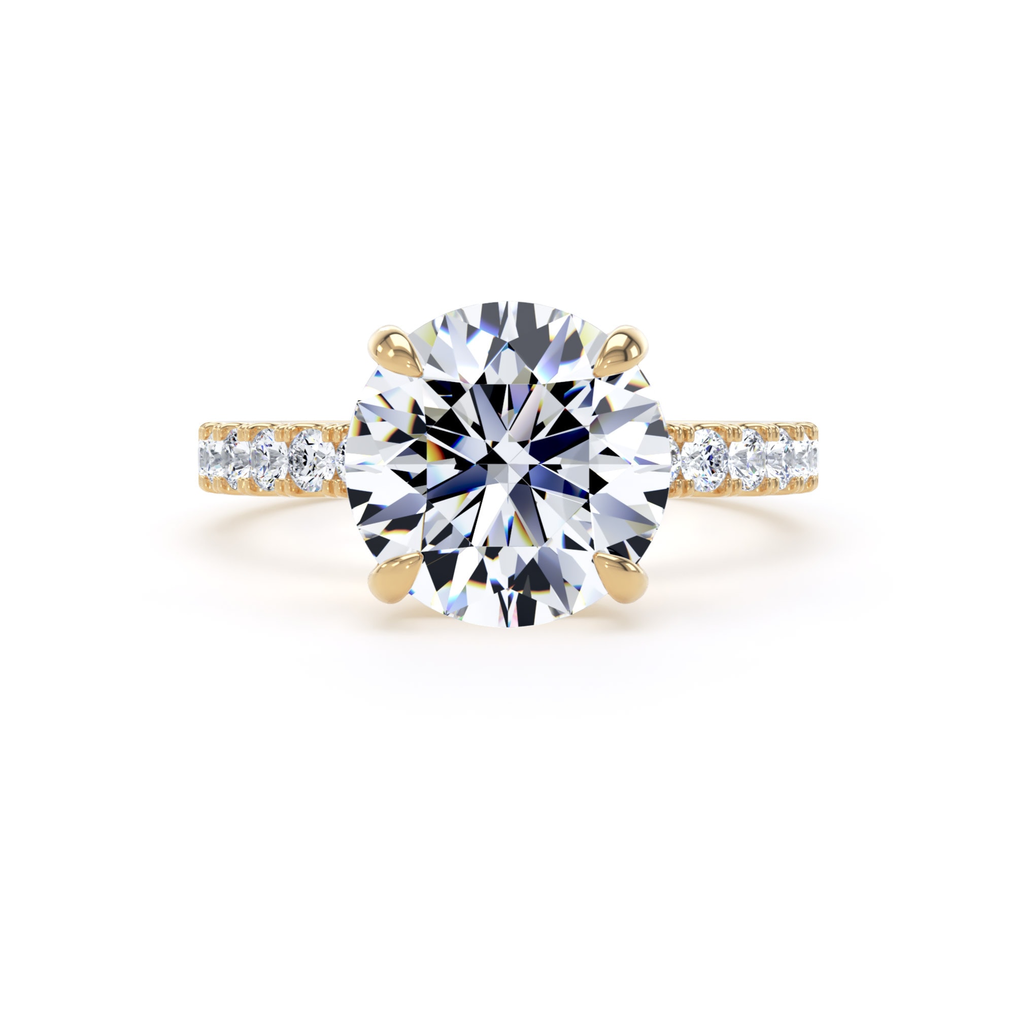 Goldsmiths 18ct Yellow Gold 3.25cttw Round Lab Grown Diamond Set Shoulder Solitaire Engagement Ring - Ring Size M.5 Goldsmiths 18ct Yellow Gold 3.25cttw Round Lab Grown Diamond Set Shoulder Solitaire Engagement Ring - Ring Size M.5