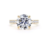 Goldsmiths 18ct Yellow Gold 3.25cttw Round Lab Grown Diamond Set Shoulder Solitaire Engagement Ring - Ring Size G.5