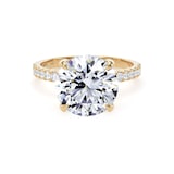 Goldsmiths 18ct Yellow Gold 4.25cttw Round Lab Grown Diamond Set Shoulder Solitaire Engagement Ring - Ring Size W.5
