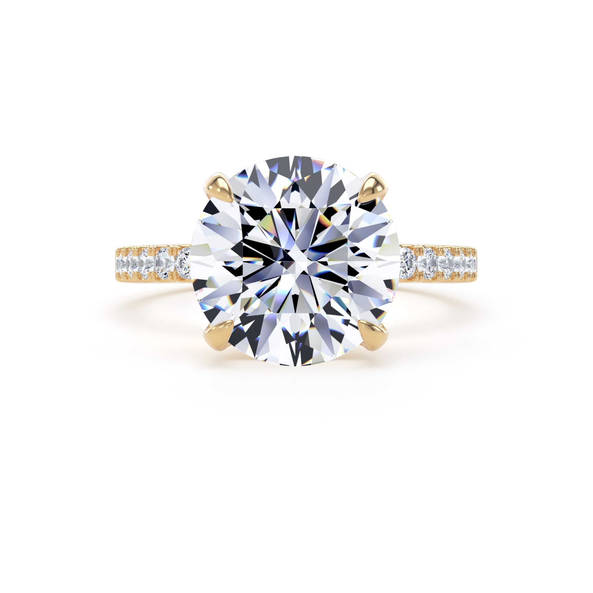 Goldsmiths 18ct Yellow Gold 4.25cttw Round Lab Grown Diamond Set Shoulder Solitaire Engagement Ring - Ring Size Z Goldsmiths 18ct Yellow Gold 4.25cttw Round Lab Grown Diamond Set Shoulder Solitaire Engagement Ring - Ring Size Z