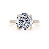 Goldsmiths 18ct Yellow Gold 4.25cttw Round Lab Grown Diamond Set Shoulder Solitaire Engagement Ring - Ring Size W.5