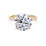 Goldsmiths 18ct Yellow Gold 5.25cttw Round Lab Grown Diamond Set Shoulder Solitaire Engagement Ring - Ring Size X
