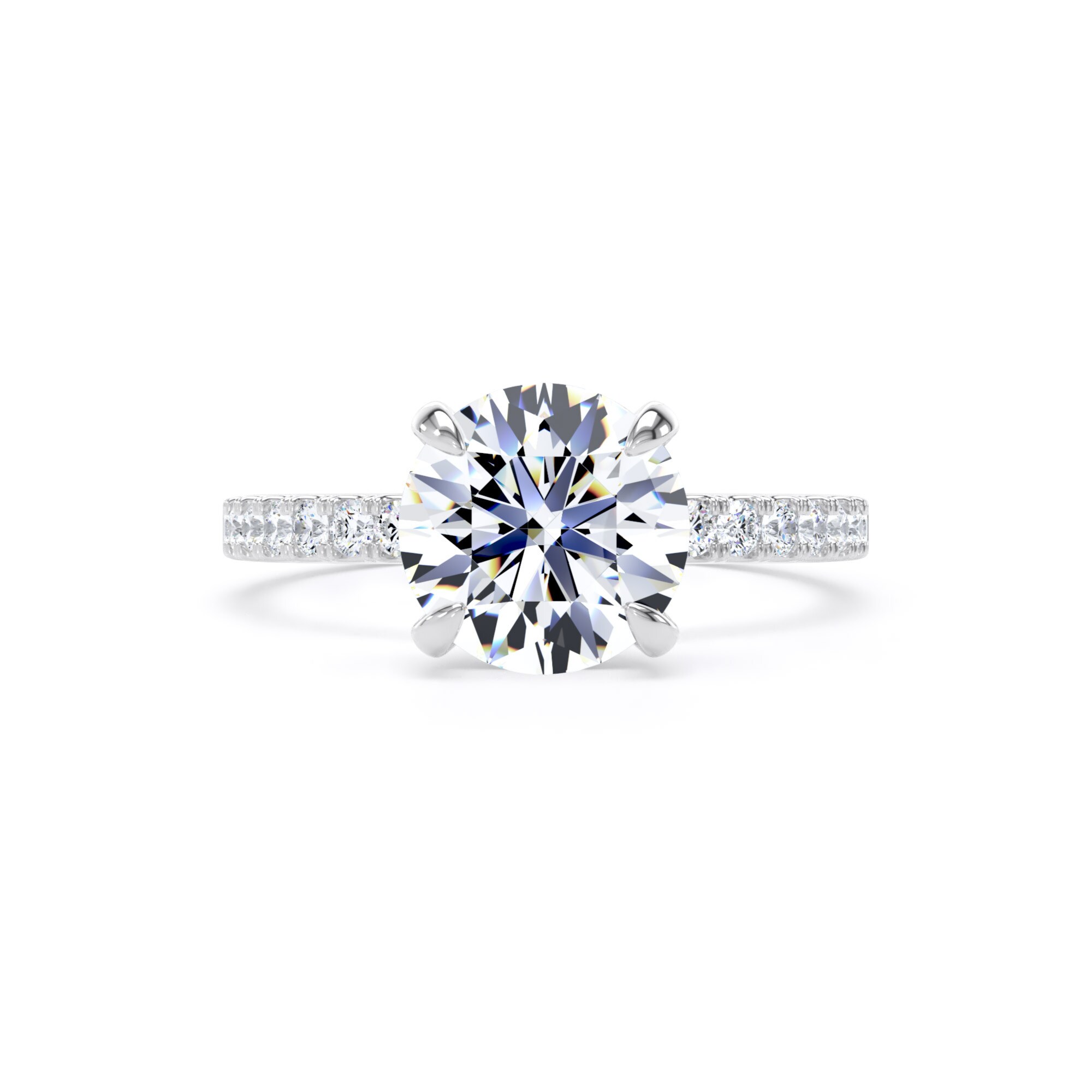 Goldsmiths 18ct White Gold 2.20cttw Round Lab Grown Diamond Set Shoulder Solitaire Engagement Ring - Ring Size J Goldsmiths 18ct White Gold 2.20cttw Round Lab Grown Diamond Set Shoulder Solitaire Engagement Ring - Ring Size J