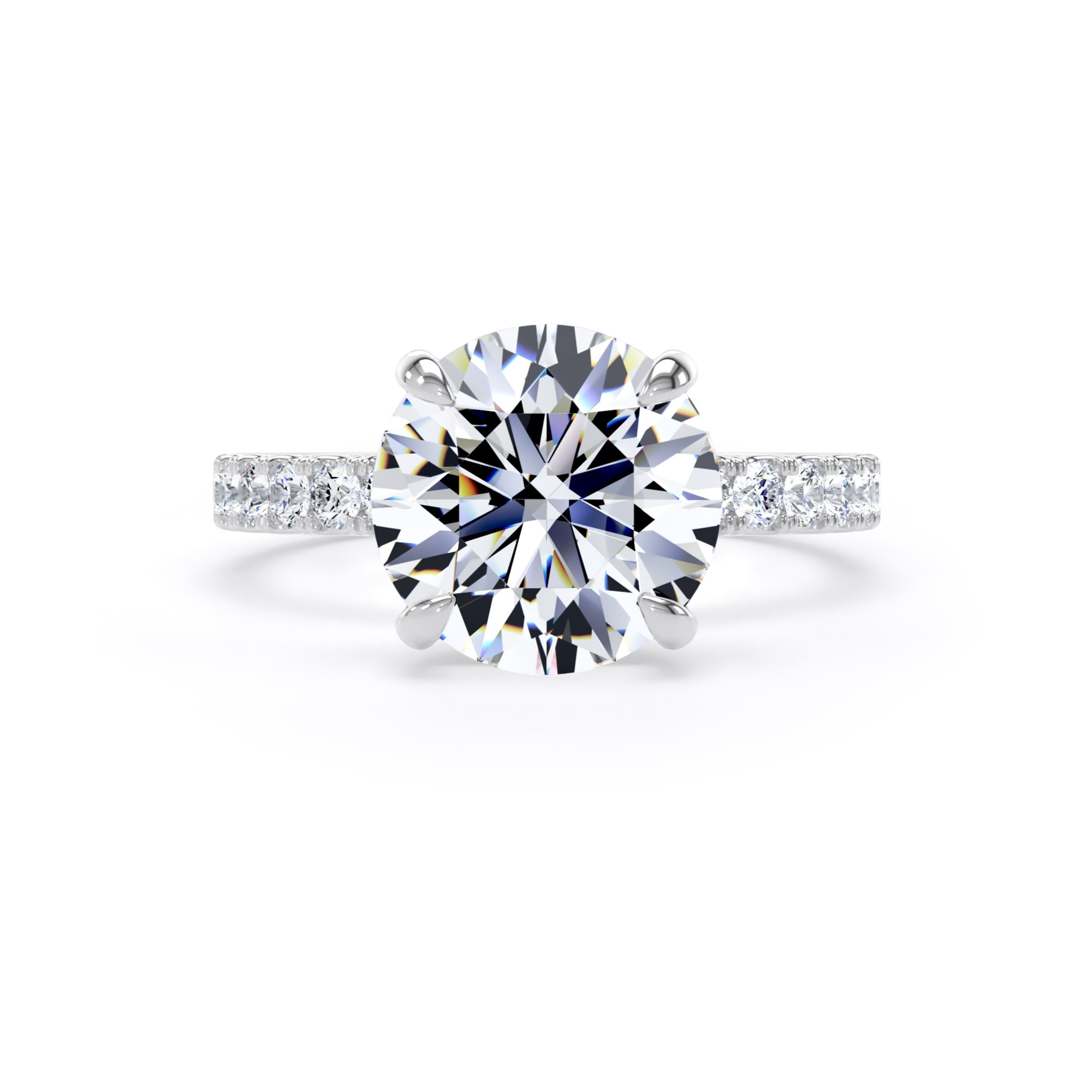 Goldsmiths 18ct White Gold 3.25cttw Round Lab Grown Diamond Set Shoulder Solitaire Engagement Ring - Ring Size V Goldsmiths 18ct White Gold 3.25cttw Round Lab Grown Diamond Set Shoulder Solitaire Engagement Ring - Ring Size V