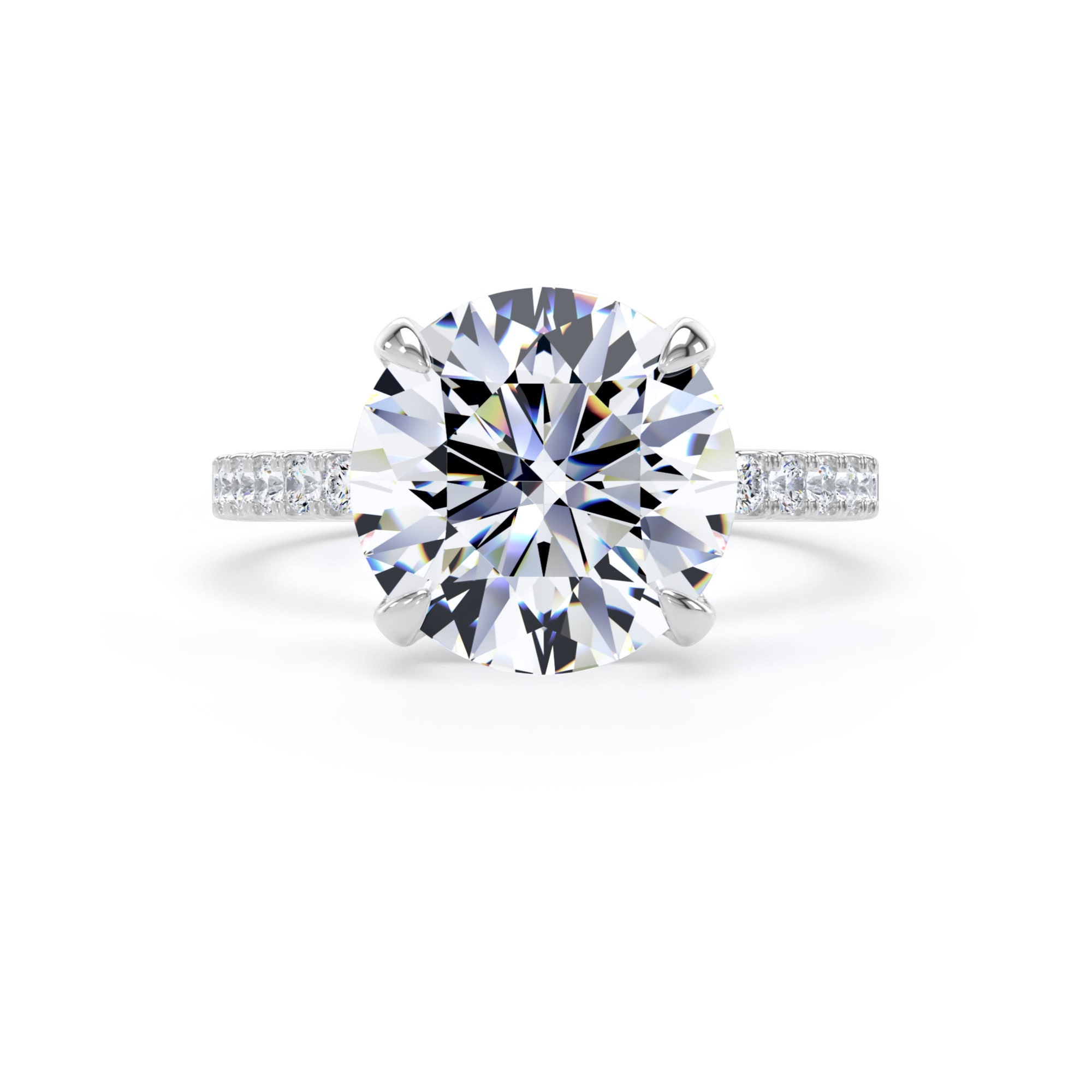 Goldsmiths 18ct White Gold 4.25cttw Round Lab Grown Diamond Set Shoulder Solitaire Engagement Ring - Ring Size N