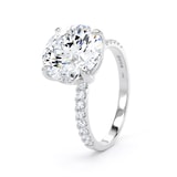 Goldsmiths 18ct White Gold 4.25cttw Round Lab Grown Diamond Set Shoulder Solitaire Engagement Ring - Ring Size G