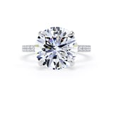 Goldsmiths 18ct White Gold 5.25cttw Round Lab Grown Diamond Set Shoulder Solitaire Engagement Ring - Ring Size F.5