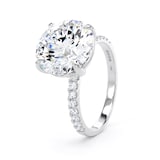 Goldsmiths 18ct White Gold 5.25cttw Round Lab Grown Diamond Set Shoulder Solitaire Engagement Ring - Ring Size F.5