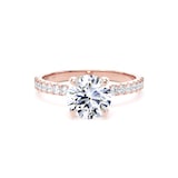Goldsmiths 18ct Rose Gold Round 1.70cttw Lab Grown Diamond Set Shoulder Solitaire Engagement Ring - Ring Size M.5