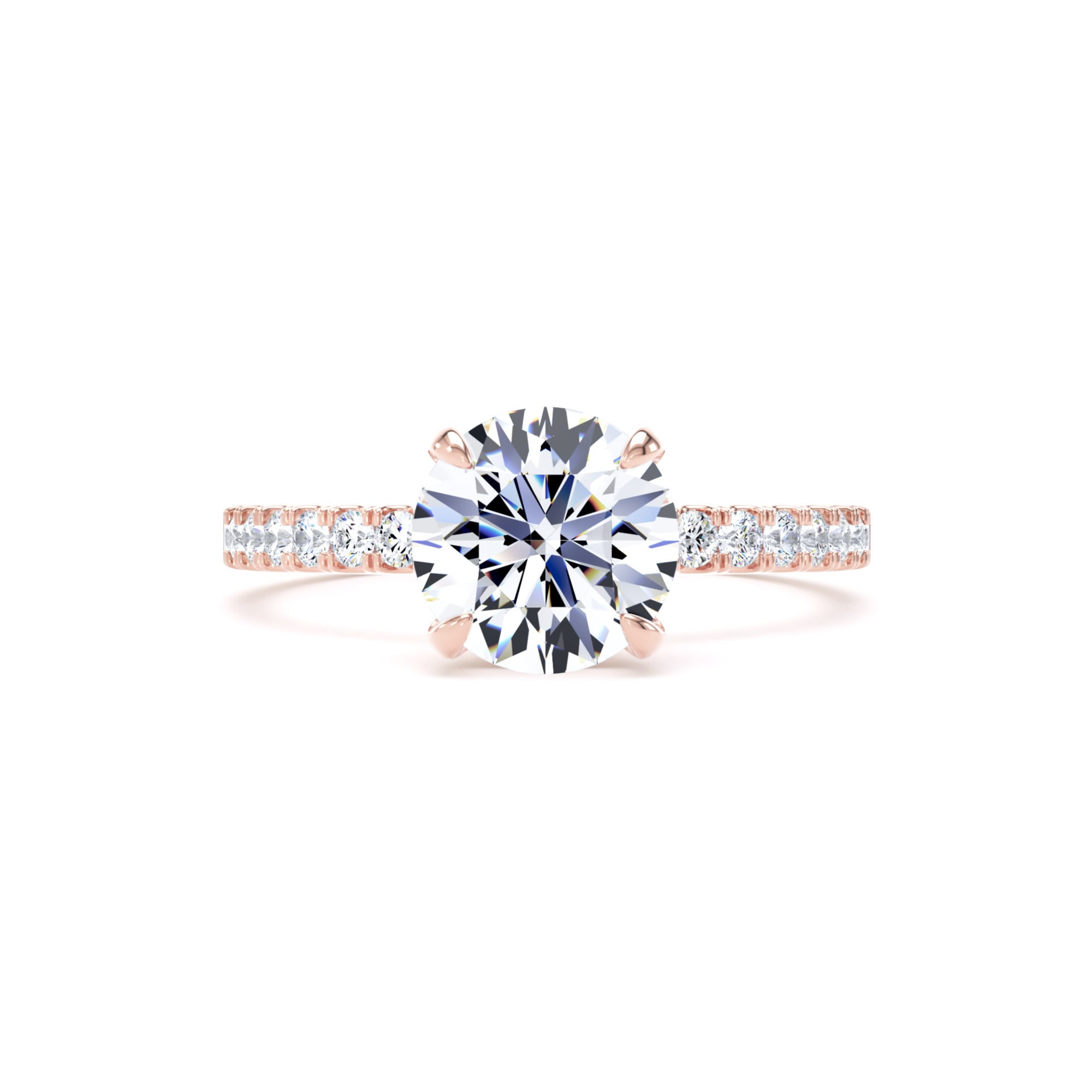 Goldsmiths 18ct Rose Gold Round 1.70cttw Lab Grown Diamond Set Shoulder Solitaire Engagement Ring - Ring Size T Goldsmiths 18ct Rose Gold Round 1.70cttw Lab Grown Diamond Set Shoulder Solitaire Engagement Ring - Ring Size T