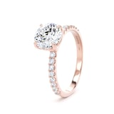 Goldsmiths 18ct Rose Gold Round 1.70cttw Lab Grown Diamond Set Shoulder Solitaire Engagement Ring - Ring Size M.5