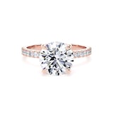 Goldsmiths 18ct Rose Gold 2.70cttw Round Lab Grown Diamond Set Shoulder Solitaire Engagement Ring - Ring Size O.5