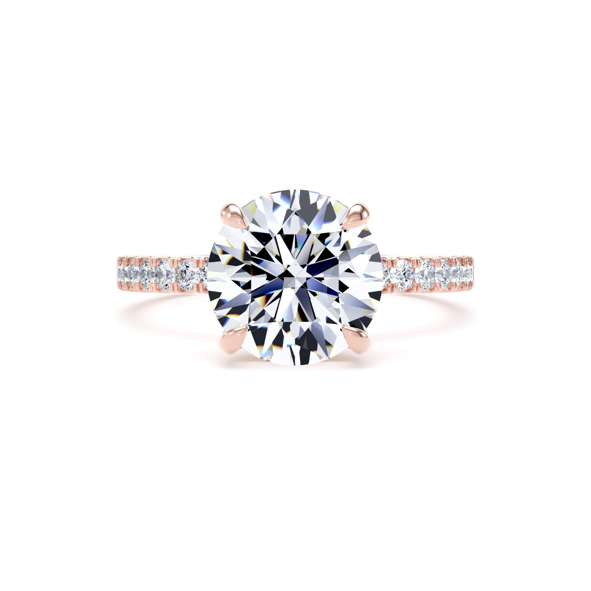Goldsmiths 18ct Rose Gold 2.70cttw Round Lab Grown Diamond Set Shoulder Solitaire Engagement Ring - Ring Size P Goldsmiths 18ct Rose Gold 2.70cttw Round Lab Grown Diamond Set Shoulder Solitaire Engagement Ring - Ring Size P