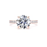 Goldsmiths 18ct Rose Gold 2.70cttw Round Lab Grown Diamond Set Shoulder Solitaire Engagement Ring - Ring Size O.5