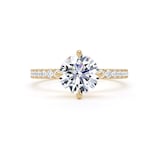 Goldsmiths 18ct Yellow Gold Compass Set 1.70cttw Round Lab Grown Diamond Set Shoulder Solitaire Engagement Ring - Ring Size F