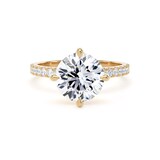 Goldsmiths 18ct Yellow Gold Compass Set 2.70cttw Round Lab Grown Diamond Set Shoulder Solitaire Engagement Ring - Ring Size X