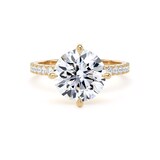 Goldsmiths 18ct Yellow Gold Compass Set 3.25cttw Round Lab Grown Diamond Set Shoulder Solitaire Engagement Ring - Ring Size X.5