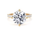 Goldsmiths 18ct Yellow Gold Compass Set 4.25cttw Round Lab Grown Diamond Set Shoulder Solitaire Engagement Ring - Ring Size U
