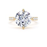 Goldsmiths 18ct Yellow Gold Compass Set 4.25cttw Round Lab Grown Diamond Set Shoulder Solitaire Engagement Ring - Ring Size U