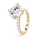 Goldsmiths 18ct Yellow Gold Compass Set 4.25cttw Round Lab Grown Diamond Set Shoulder Solitaire Engagement Ring - Ring Size U