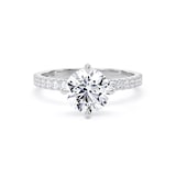Goldsmiths 18ct White Gold Compass Set 1.70cttw Round Lab Grown Diamond Set Shoulder Solitaire Engagement Ring - Ring Size G