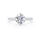 Goldsmiths 18ct White Gold Compass Set 1.70cttw Round Lab Grown Diamond Set Shoulder Solitaire Engagement Ring - Ring Size G