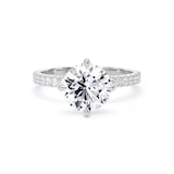 Goldsmiths 18ct White Gold Compass Set 2.20cttw Round Lab Grown Diamond Set Shoulder Solitaire Engagement Ring - Ring Size X