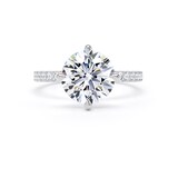 Goldsmiths 18ct White Gold Compass Set 2.70cttw Round Lab Grown Diamond Set Shoulder Solitaire Engagement Ring - Ring Size Z