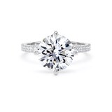 Goldsmiths 18ct White Gold Compass Set 3.25cttw Round Lab Grown Diamond Set Shoulder Solitaire Engagement Ring - Ring Size F.5