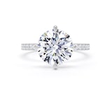 Goldsmiths 18ct White Gold Compass Set 3.25cttw Round Lab Grown Diamond Set Shoulder Solitaire Engagement Ring - Ring Size F.5