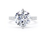 Goldsmiths 18ct White Gold Compass Set 4.25cttw Round Lab Grown Diamond Set Shoulder Solitaire Engagement Ring - Ring Size R