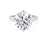 Goldsmiths 18ct White Gold Compass Set 5.25cttw Round Lab Grown Diamond Set Shoulder Solitaire Engagement Ring - Ring Size H