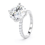 Goldsmiths 18ct White Gold Compass Set 5.25cttw Round Lab Grown Diamond Set Shoulder Solitaire Engagement Ring - Ring Size H