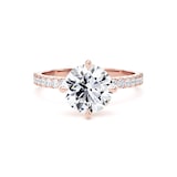 Goldsmiths 18ct Rose Gold Compass Set 2.20cttw Round Lab Grown Diamond Set Shoulder Solitaire Engagement Ring - Ring Size F