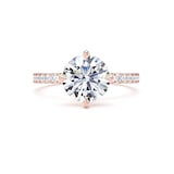 Goldsmiths 18ct Rose Gold Compass Set 2.20cttw Round Lab Grown Diamond Set Shoulder Solitaire Engagement Ring - Ring Size F