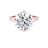 Goldsmiths 18ct Rose Gold Compass Set 5.25cttw Round Lab Grown Diamond Set Shoulder Solitaire Engagement Ring - Ring Size J.5