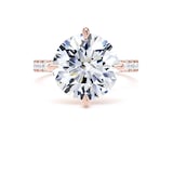 Goldsmiths 18ct Rose Gold Compass Set 5.25cttw Round Lab Grown Diamond Set Shoulder Solitaire Engagement Ring - Ring Size J.5