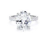 Goldsmiths Platinum 4.25cttw Oval Lab Grown Diamond Set Shoulder Solitaire Engagement Ring - Ring Size F