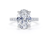 Goldsmiths Platinum 4.25cttw Oval Lab Grown Diamond Set Shoulder Solitaire Engagement Ring - Ring Size F