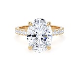 Goldsmiths 18ct Yellow Gold 4.25cttw Oval Lab Grown Diamond Set Shoulder Solitaire Engagement Ring