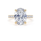 Goldsmiths 18ct Yellow Gold 4.25cttw Oval Lab Grown Diamond Set Shoulder Solitaire Engagement Ring