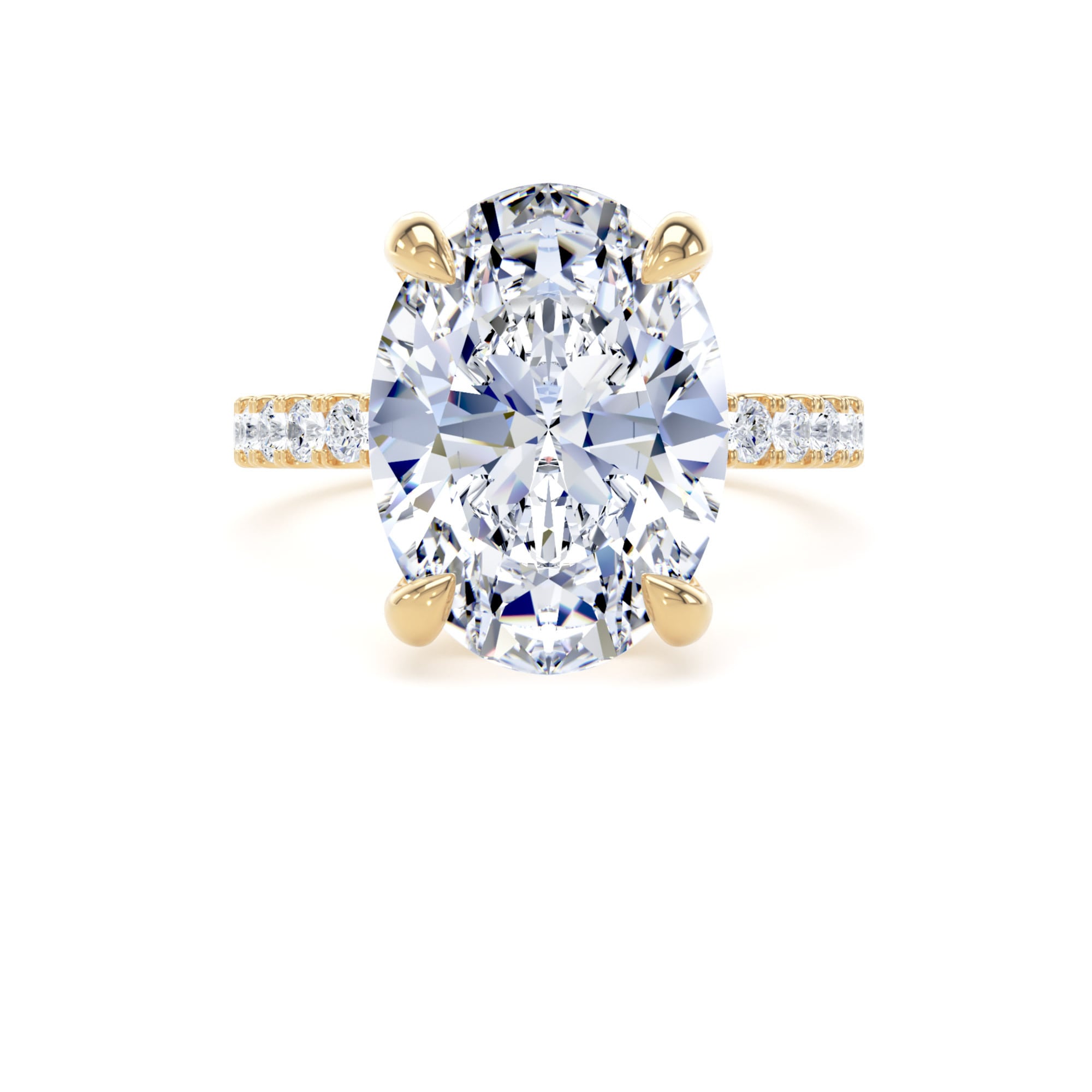 Goldsmiths 18ct Yellow Gold 5.25cttw Oval Lab Grown Diamond Set Shoulder Solitaire Engagement Ring - Ring Size P Goldsmiths 18ct Yellow Gold 5.25cttw Oval Lab Grown Diamond Set Shoulder Solitaire Engagement Ring - Ring Size P