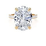 Goldsmiths 18ct Yellow Gold 7.25cttw Oval Lab Grown Diamond Set Shoulder Solitaire Engagement Ring - Ring Size F.5