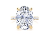 Goldsmiths 18ct Yellow Gold 7.25cttw Oval Lab Grown Diamond Set Shoulder Solitaire Engagement Ring - Ring Size F.5