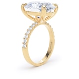 Goldsmiths 18ct Yellow Gold 7.25cttw Oval Lab Grown Diamond Set Shoulder Solitaire Engagement Ring - Ring Size F.5
