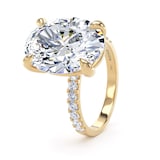 Goldsmiths 18ct Yellow Gold 7.25cttw Oval Lab Grown Diamond Set Shoulder Solitaire Engagement Ring - Ring Size F.5